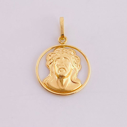 Pendant Medal Christ Face 0.5g / 3/4 in Yellow Gold 18K