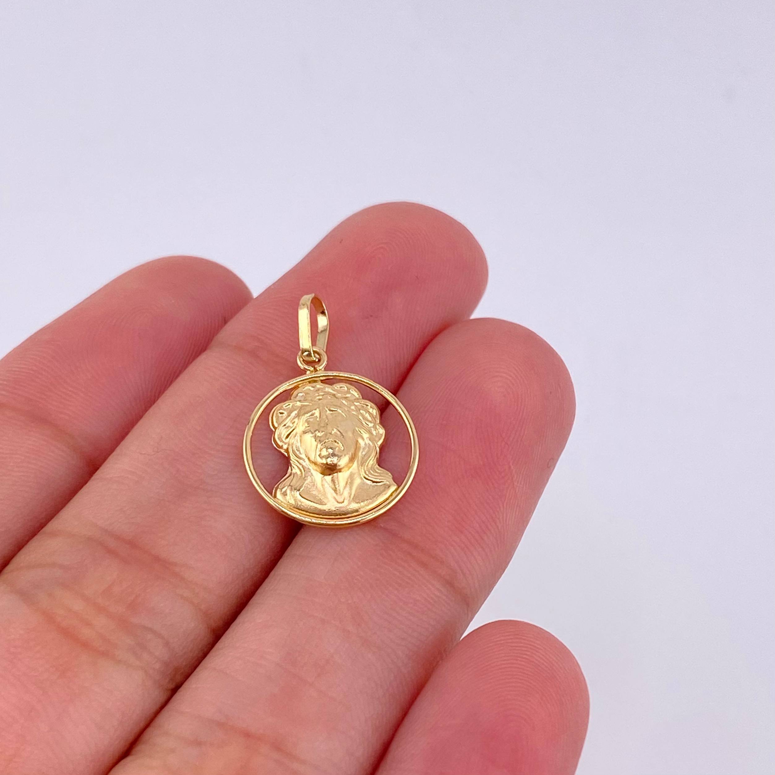 Pendant Medal Christ Face 0.5g / 3/4 in Yellow Gold 18K