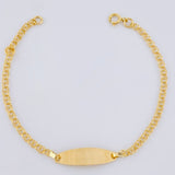 Pulso Bebé Aro Seguido Doble Placa Ovalada 1.3g / 6 in / 2.2mm Oro Amarillo 18K