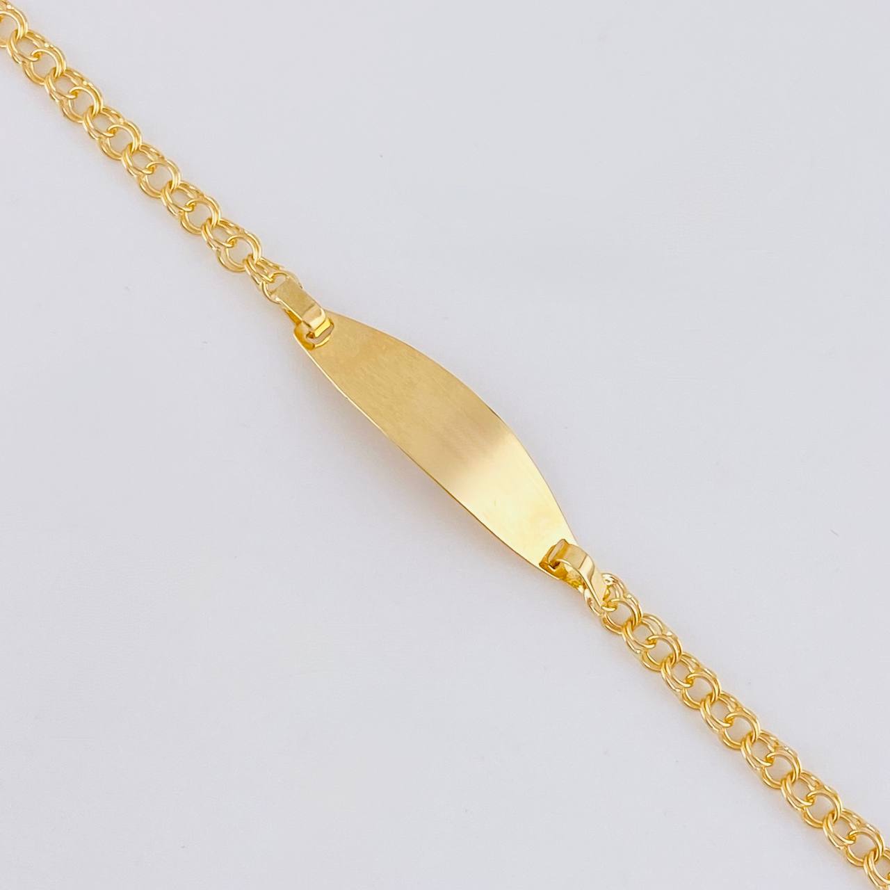 Pulso Bebé Aro Seguido Doble Placa Ovalada 1.25g / 5 3/4 in / 2.4mm Oro Amarillo 18K