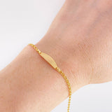 Pulso Bebé Aro Seguido Doble Placa Ovalada 1.35g / 6 in / 2.4mm Oro Amarillo 18K