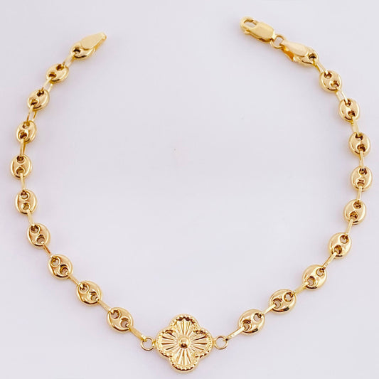 Pulso GC Trebol 3.4gr / 7 in / 4.1mm Oro Amarillo 18K