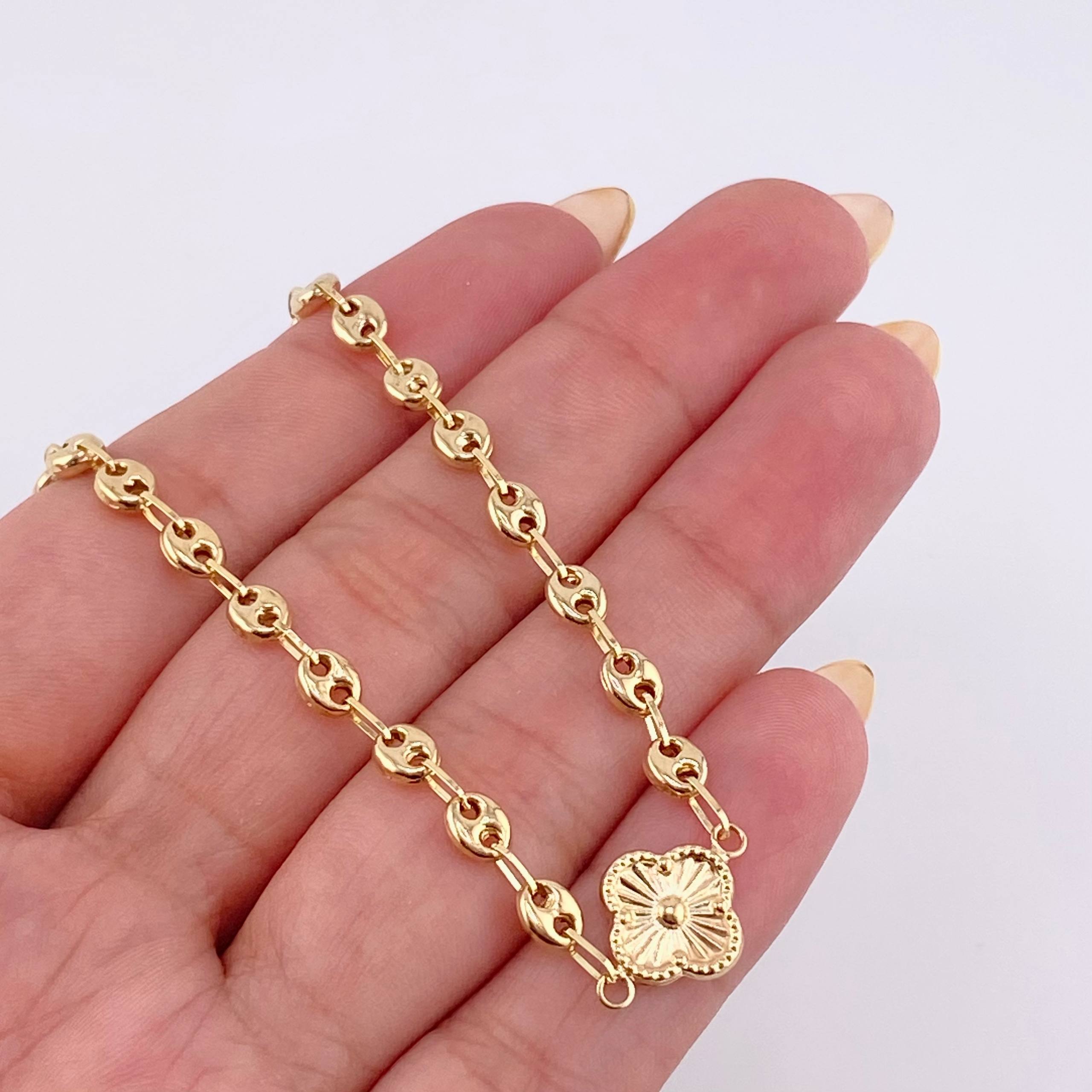Pulso GC Trebol 3.4gr / 7 in / 4.1mm Oro Amarillo 18K