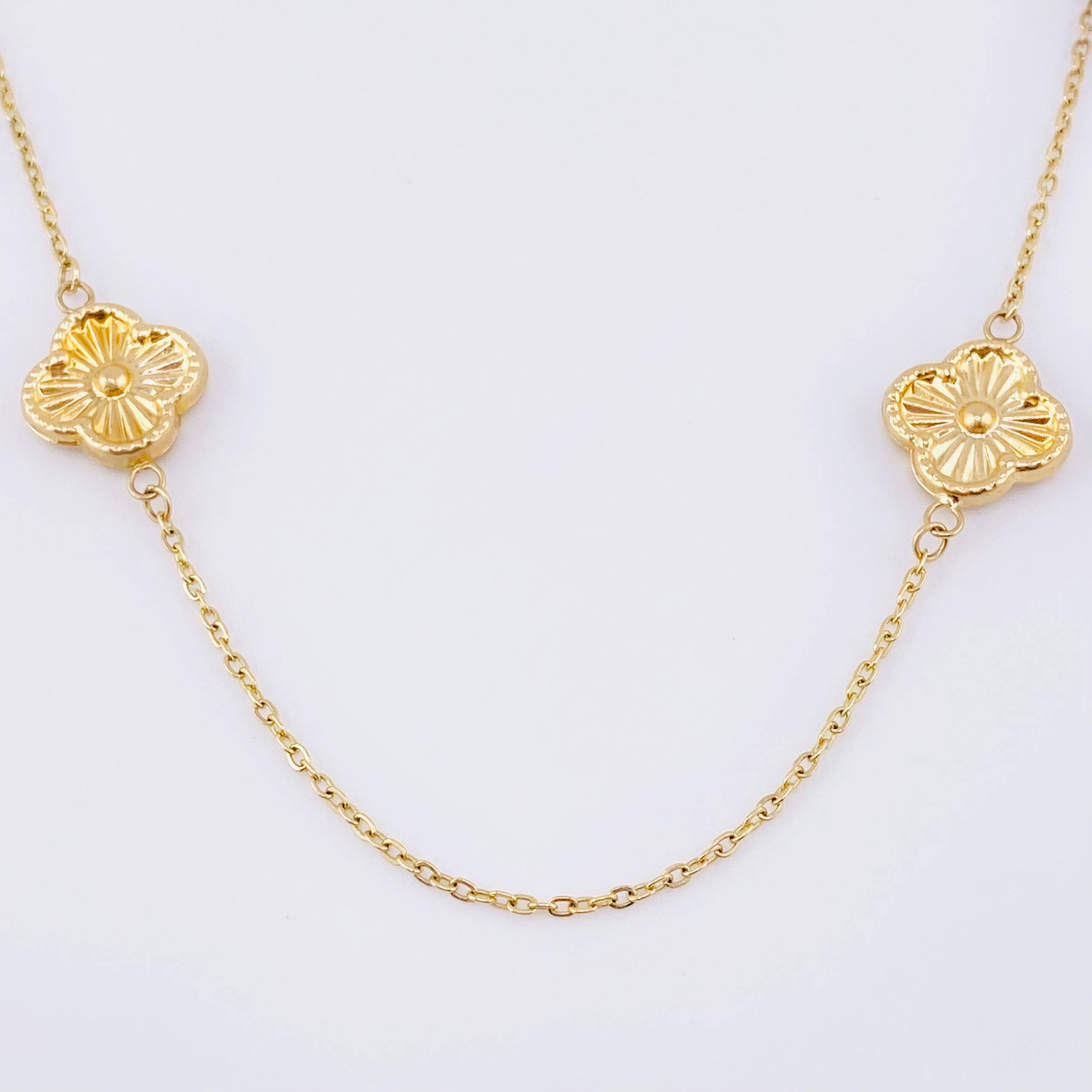 Cadena Aro Seguido Trebol 5.05gr / 19 3/4 in / 1.1mm Oro Amarillo 18K