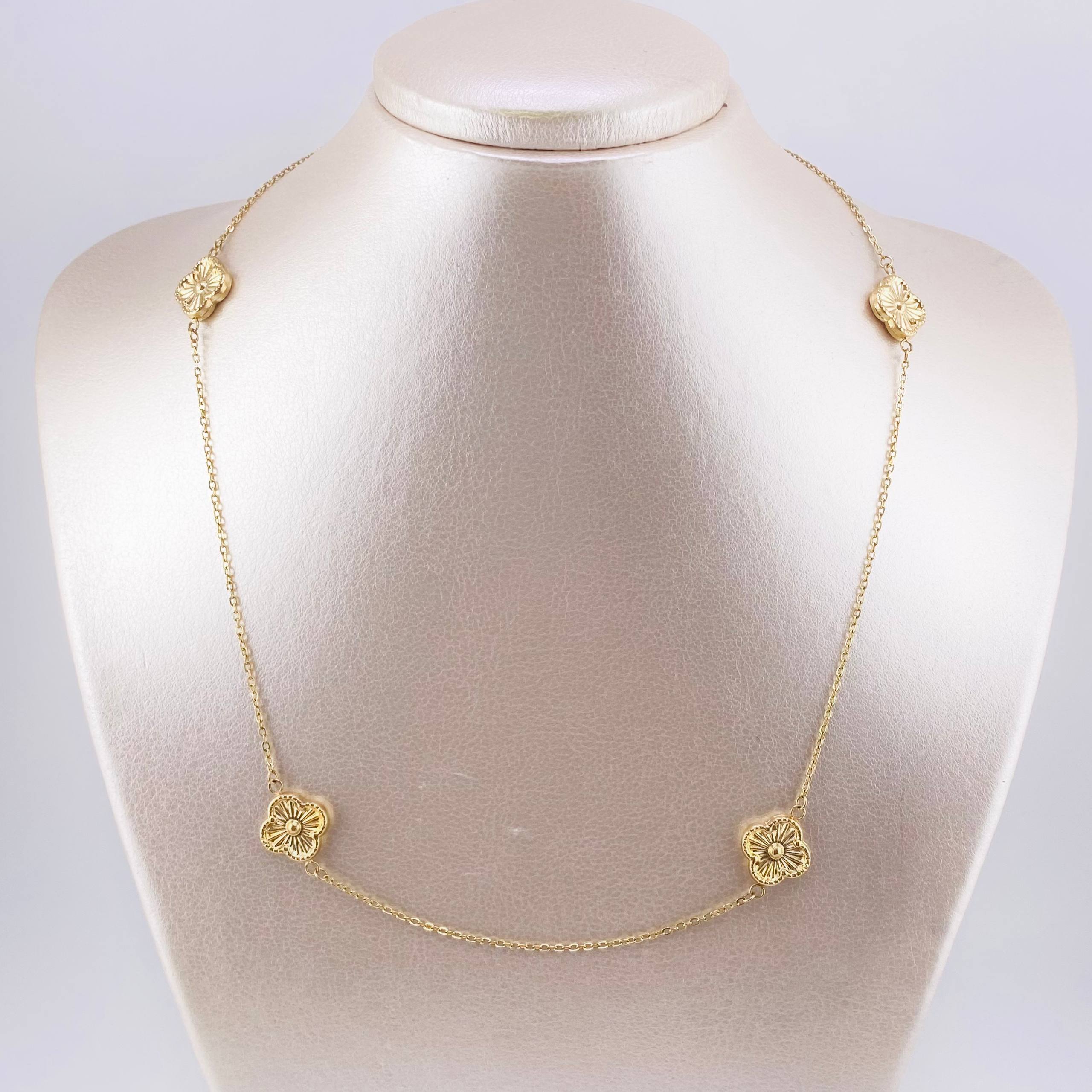 Cadena Aro Seguido Trebol 5.05gr / 19 3/4 in / 1.1mm Oro Amarillo 18K