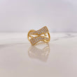 Ribbon Ring 4.2gr / T5 1/4 / White Zircons 18K Yellow Gold $