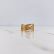 Crossed Lines Ring 4.4gr / T7 1/4 / White Zircons 18K Yellow Gold $