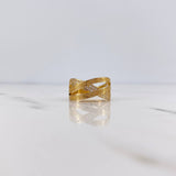 Crossed Lines Ring 4.4gr / T7 1/4 / White Zircons 18K Yellow Gold $