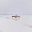 Ring Solitaire X 2.6gr / Size 5 3/4 / Blue Fuchsia White Zircons 18K Yellow Gold $