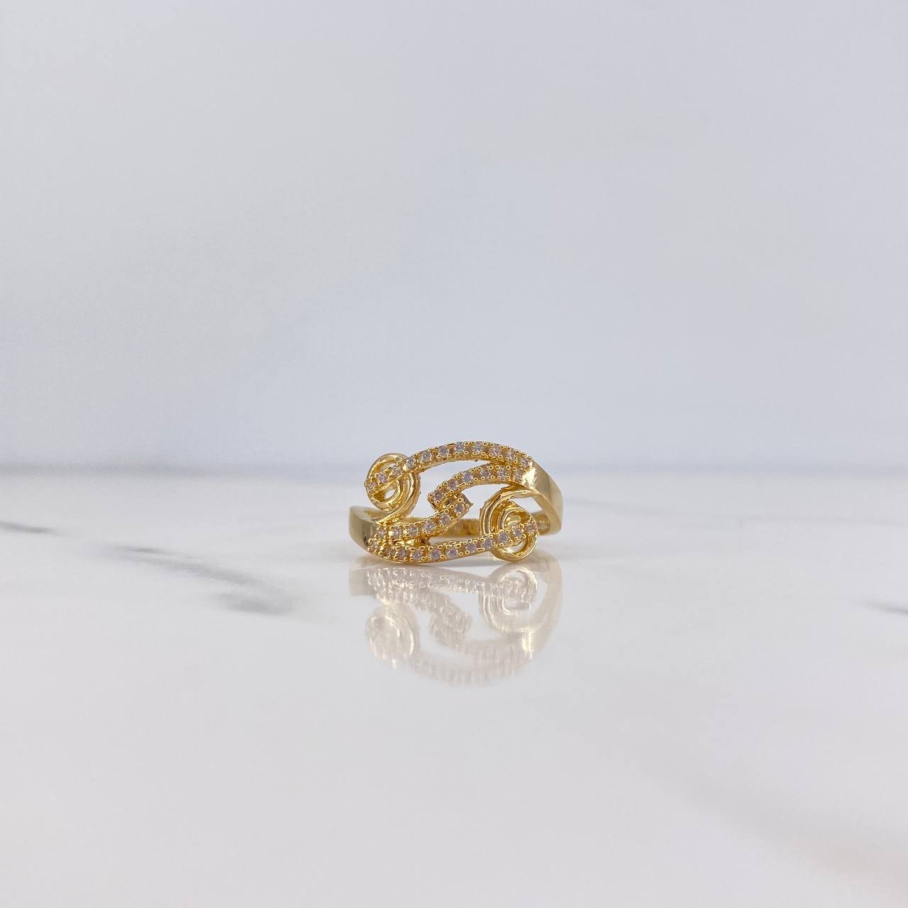 Double Spiral Galaxy Ring 3.3gr / T7 1/4 / White Zircons 18K Yellow Gold $