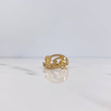 Double Spiral Galaxy Ring 3.3gr / T7 1/4 / White Zircons 18K Yellow Gold $