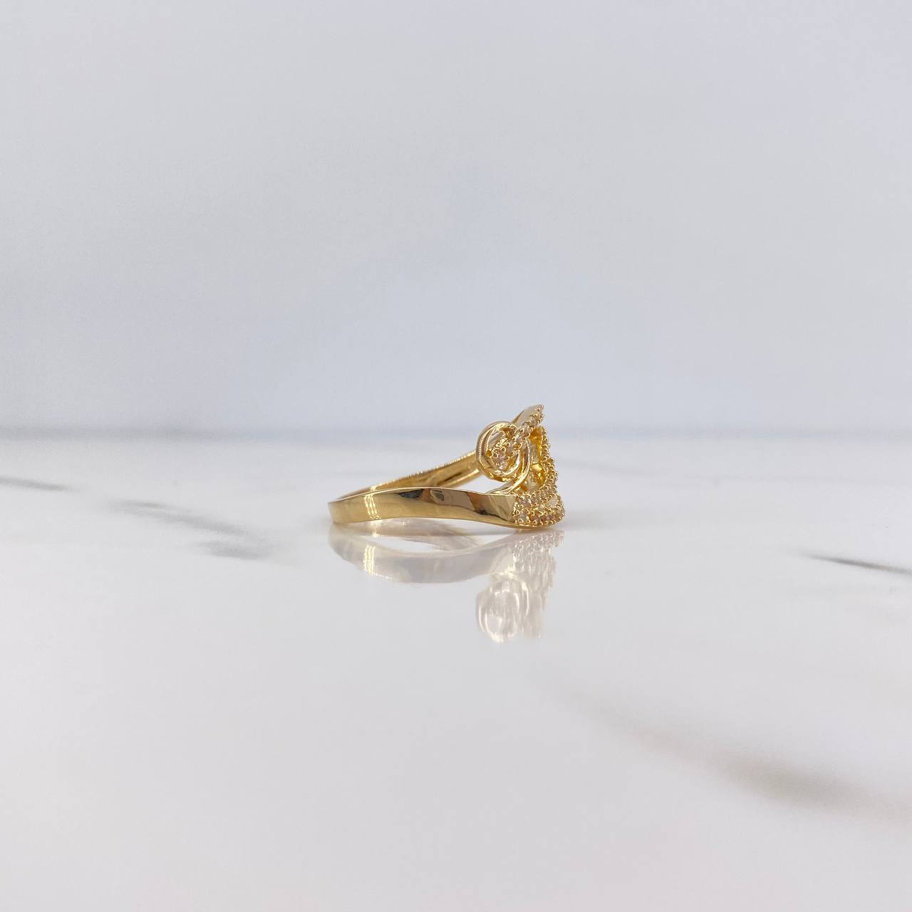 Double Spiral Galaxy Ring 3.3gr / T7 1/4 / White Zircons 18K Yellow Gold $
