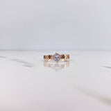 Ring Solitaire X 2.55gr / Size 6 3/4 / Black Zircons White Rose Gold 18K $