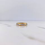 Ring Band Rhombus 2.65gr / Size 6 3/4 / White Zircons 18K Yellow Gold $