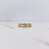 Ring Line and Curves 2.6gr / T6 1/2 / White Zircons 18K Yellow Gold $