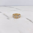 Square Ring 4.6gr / T9 3/4 / White Zircon Two-tone Yellow and White Gold 18K $