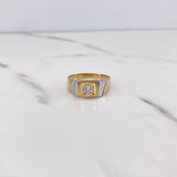 Square Ring 4.6gr / T9 3/4 / White Zircon Two-tone Yellow and White Gold 18K $