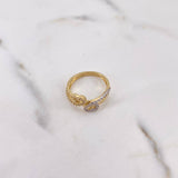 Heart Ring Lines 3.05gr / Size 7 / White Zircons Two-tone Yellow and White Gold 18K $