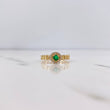 Cuban Halo Ring 2.65gr / Size 6 3/4 / White and Green Zircons 18K Yellow Gold $