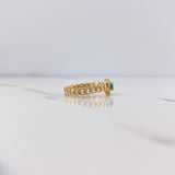 Cuban Halo Ring 2.65gr / Size 6 3/4 / White and Green Zircons 18K Yellow Gold $