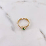 Cuban Halo Ring 2.65gr / Size 6 3/4 / White and Green Zircons 18K Yellow Gold $