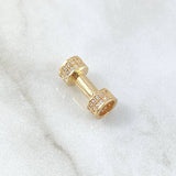 Charm Dumbbell 2.4gr / 1.5cm / White Zircons 18K Yellow Gold ©