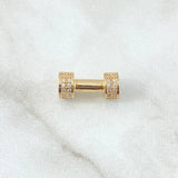 Charm Dumbbell 2.4gr / 1.5cm / White Zircons 18K Yellow Gold ©