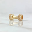 Charm Dumbbell 2.4gr / 1.5cm / White Zircons 18K Yellow Gold ©