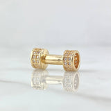 Charm Dumbbell 2.4gr / 1.5cm / White Zircons 18K Yellow Gold ©