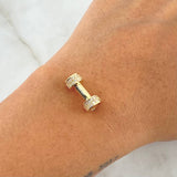 Charm Dumbbell 2.4gr / 1.5cm / White Zircons 18K Yellow Gold ©