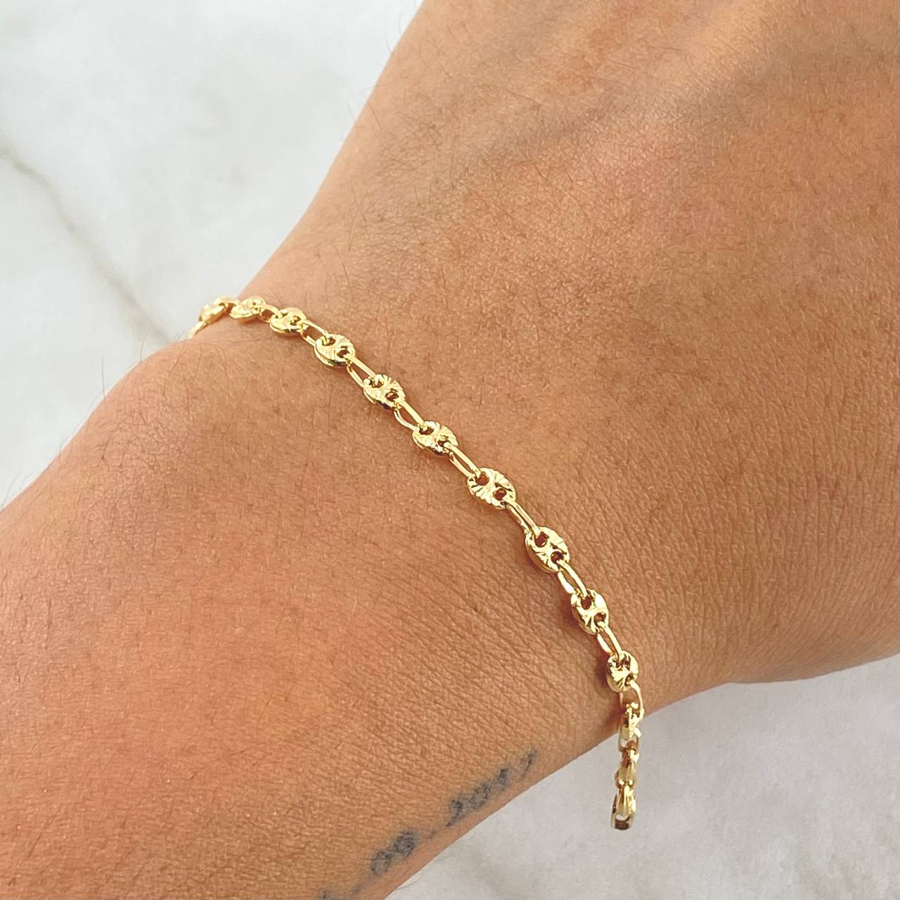 Pulso GC 2.4gr / 18.5cm / 3.2mm Diamantado Oro Amarillo 18K