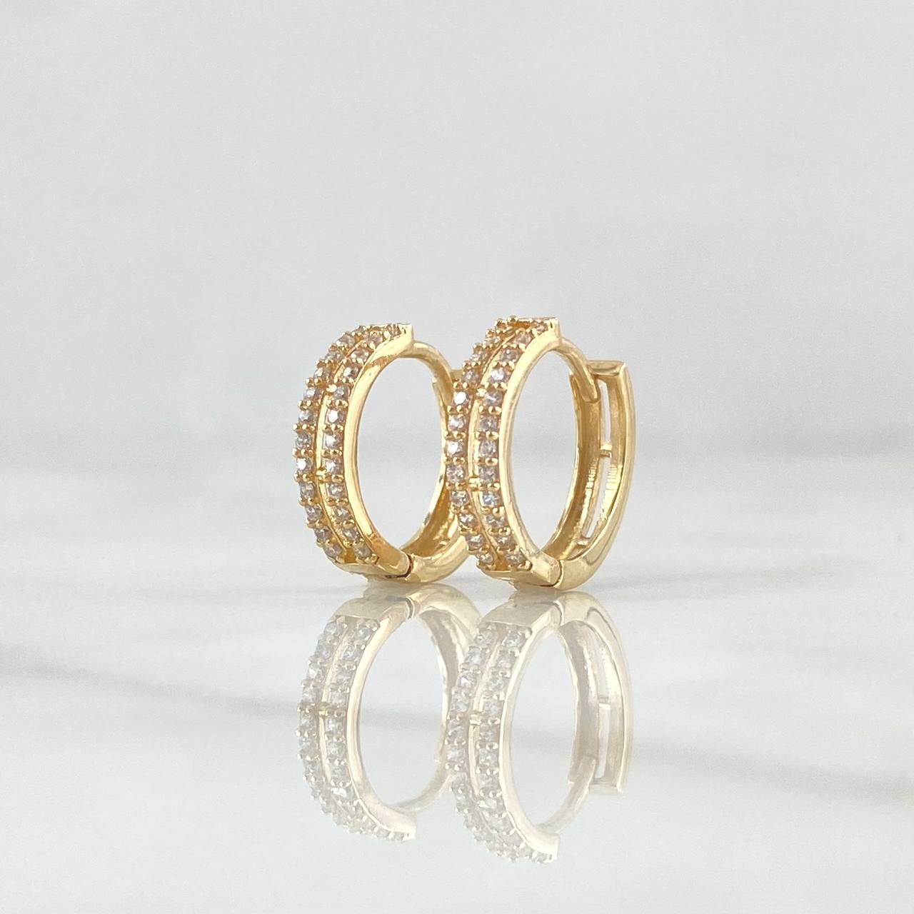 Candongas Triple Segmentado 2.65gr / 1.3cm / Circones Blancos Oro Amarillo 18K