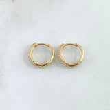 Hoop Earrings Hollow Flowers 2.65gr / 1.3cm / White Zircons 18K Yellow Gold