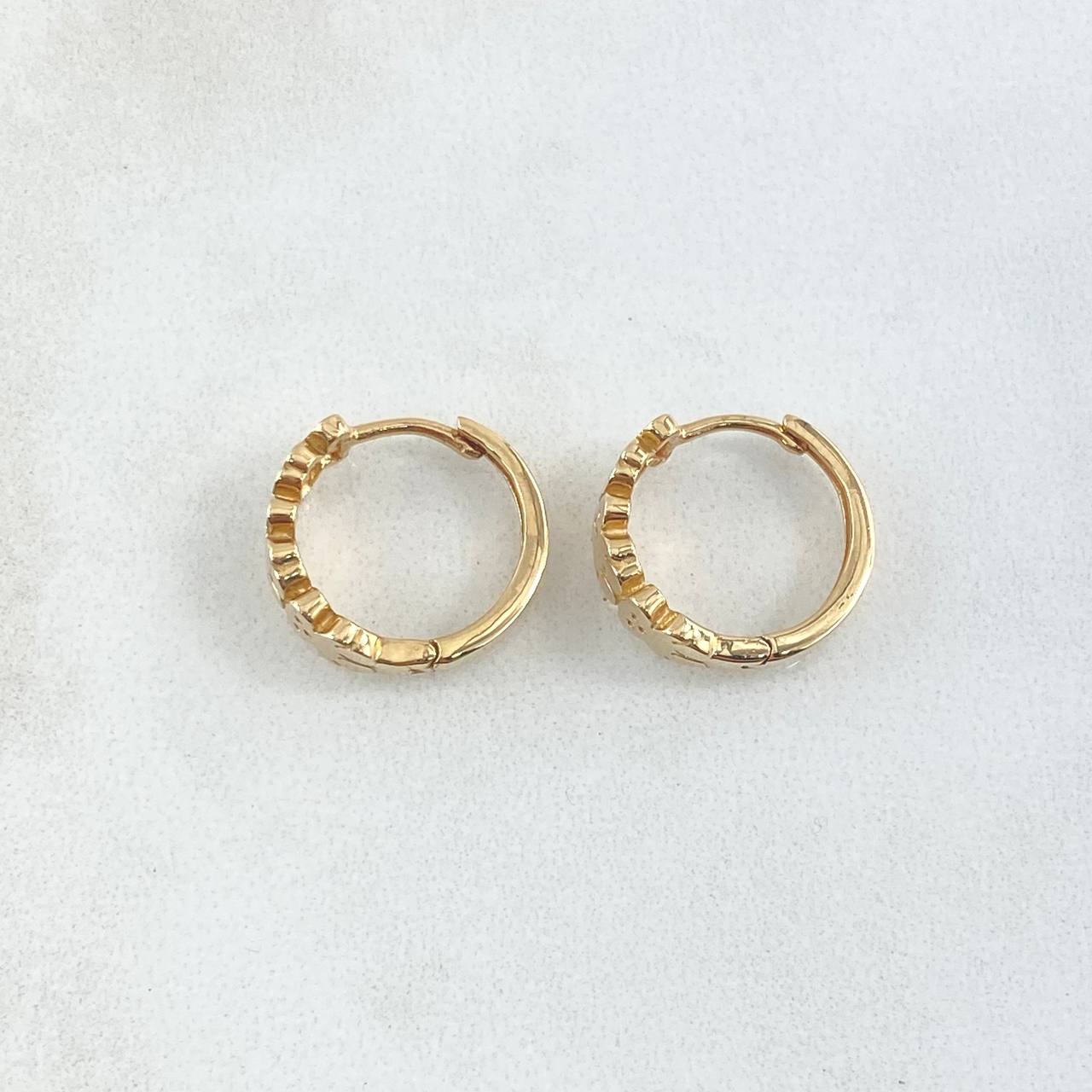 Candongas Triple Oso TS 3.3gr / 1.4cm / Oro Amarillo 18K
