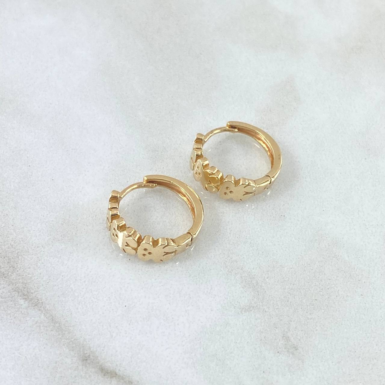 Candongas Triple Oso TS 3.3gr / 1.4cm / Oro Amarillo 18K ©