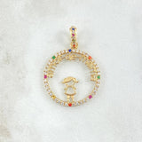 Pendant Mom's Love Hoop 2.15gr / 3.4cm / Multicolor Zirconia Silhouette 18K Yellow Gold ©