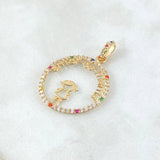 Pendant Mom's Love Hoop 2.15gr / 3.4cm / Multicolor Zirconia Silhouette 18K Yellow Gold ©