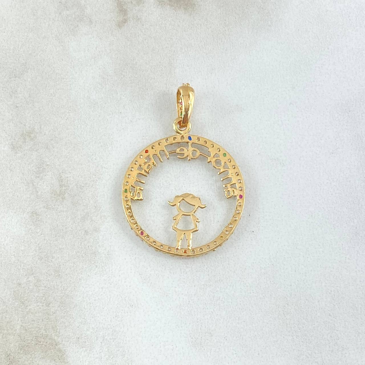 Pendant Mom's Love Hoop 2.15gr / 3.4cm / Multicolor Zirconia Silhouette 18K Yellow Gold ©