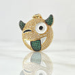 Pendant Emoji Devil Tongue Out 7.95gr / 3.3cm / White Green Zircons 18K Yellow Gold ©