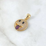 Pendant Emoji Tongue Out 4.05gr / 2.6cm / White Fuchsia Zircons 18K Yellow Gold