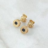 Stud Earrings 1.65gr / 7.1mm Lobster Claw Black Zirconia 18K Yellow Gold ©