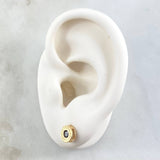 Stud Earrings 1.65gr / 7.1mm Lobster Claw Black Zirconia 18K Yellow Gold ©