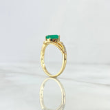 Horizontal Drop Soliario Ring 3.5gr / Size 7 / Emeralds 1.12cts - White Diamonds 0.09cts 18K Yellow Gold (Jewel)