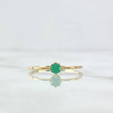 Ring Solitaire On Scepter 1.5gr / Size 8 1/4 / Emeralds 0.18pts - White Diamonds 10qts 18K Yellow Gold (Jewel)