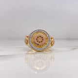 Steering Wheel Ring 10gr / T10 / White Zircons Three 18K Golds #
