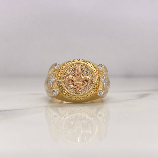 Flower of Lis Ring 10gr / T10 / White Zircons Three 18K Golds #