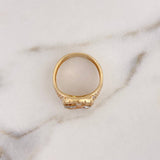 Horseshoe Horse Ring 5.5gr / Size 8 1/2 / White Zircons Three 18K Golds #
