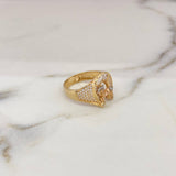 Horseshoe Horse Ring 5.5gr / Size 8 1/2 / White Zircons Three 18K Golds #