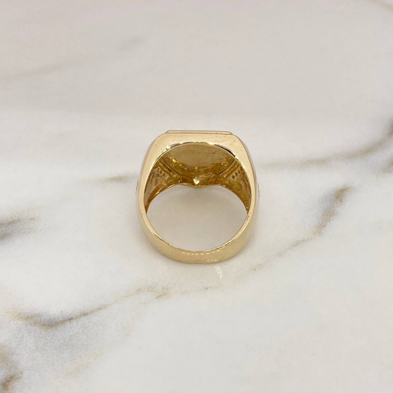 Shield Crown Ring 11.15gr / Size 9 1/2 / White Zircons 18K Yellow Gold #