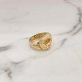 Shield Crown Ring 11.15gr / Size 9 1/2 / White Zircons 18K Yellow Gold #
